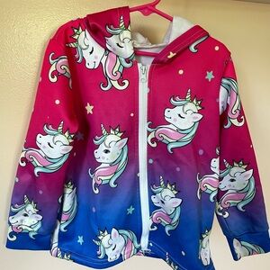 Unicorn Print Kids Jacket - Pink and Blue